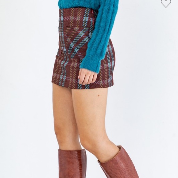 🍁Front Pocket Plaid Fall Mini Skirt - Picture 6 of 9